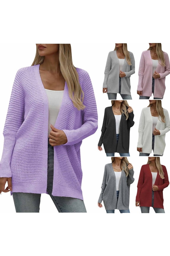 Womens Cardigan Lightweight Sweater for Women Solid Color Open Front Long Sleeved Knitted Sweate Top Plus Size Trendy Party or Work Fall Outdoor Outerwear Versatile,Black