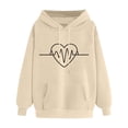 thumbnail image 1 of Brondbend Womens Hoodie Hoodie Sweatshirts for Women Long Sleeved Drawstring Pocket Pullover Print Comfortable Oversized Tops Ladies Mountaineering Fall Winter Wear Khaki, 1 of 2