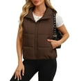thumbnail image 1 of Brondbend Womens Jacket Vest Women Winter Coats Hooded Sleeveless Pocket Zipper Outerwear Solid Color Fashion Loose Fit Coats Ladies Anniversary Tops Brown, 1 of 6
