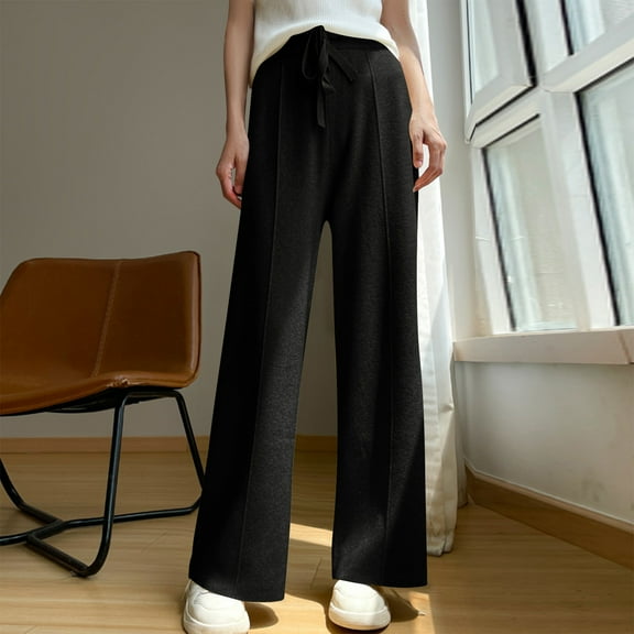 Brondbend Womens Jogger Sweatpants High Elastic Waisted Solid Color Straightleg Drawstring Casual Trousers Loose Fit Winter Warm Running Fitness Comfortable Sports Pants,Black