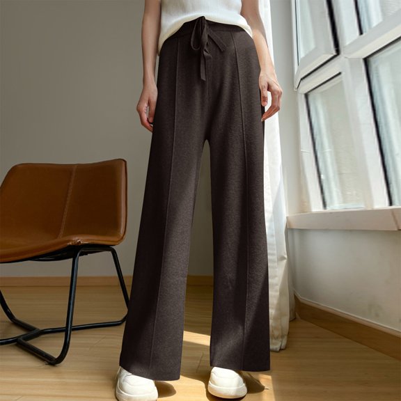 Brondbend Womens Jogger Sweatpants High Elastic Waisted Solid Color Straightleg Drawstring Casual Trousers Loose Fit Winter Warm Running Fitness Comfortable Sports Pants,Brown