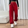 thumbnail image 1 of Brondbend Womens Jogger Sweatpants Long Pants for Women Casual Solid Color Drawstring Elastic Waist Cotton Workout Trousers with Pocket Wide Leg Outdoor Sport Winter Comfortable, 1 of 6