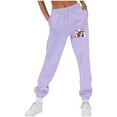 thumbnail image 1 of Brondbend Womens Joggers with Pockets Womens Sweatpants High Elastic Waisted Christmas Print Drawstring Workout Trousers Plus Velvet Basic Fit Running Fitness Comfortable Pants,Purple, 1 of 4