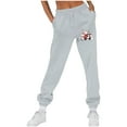 thumbnail image 1 of Brondbend Womens Joggers with Pockets Womens Sweatpants High Elastic Waisted Christmas Print Drawstring Workout Trousers Plus Velvet Basic Fit Running Fitness Comfortable Pants,Gray, 1 of 4