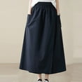 thumbnail image 1 of WWV Womens Maxi Skirt Elastic High Waisted Pocket Skirt Dress Summer Solid Color Casual Ladies Loose Fit Beach Vacation Skirt Navy XXL, 1 of 6