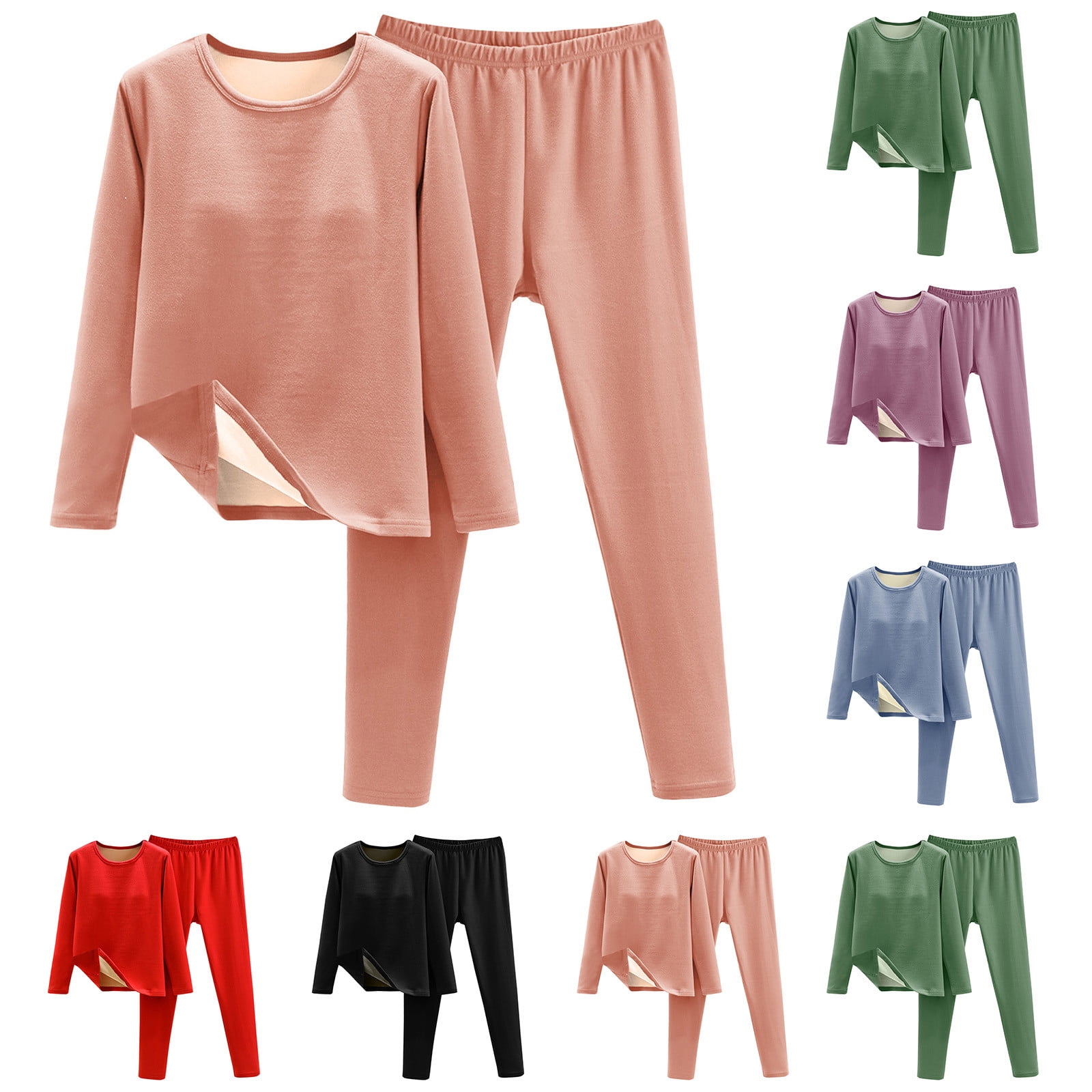 Fall Winter Solid Color High Neck Long Sleeve Ribbed Wide Leg Pajama Set