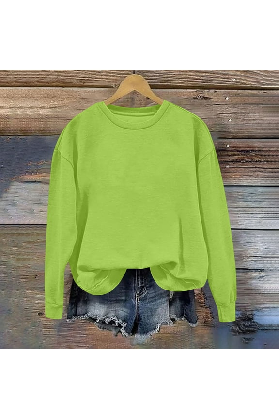 Womens Pullover Sweatshirts for Women Crewneck Long Sleeve Solid Color Fashion Athletic Top Plus Size Fall Winter Trendy Party Outdoor Workout Blouse Comfortable,Mint Green