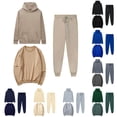thumbnail image 1 of Brondbend Womens Sweat Suits 3 Piece Set Tracksuit Women Long Sleeved Hooded Front Pocket Solid Pullover Sweatshirt and Casual Sweatpant Outfit Loose Fall Winter Athletic Set,Beige, 1 of 5