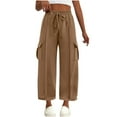 thumbnail image 1 of Brondbend Womens Sweatpants Joggers for Women Soild Color High Waisted Casual Straight Leg Trousers with Pocket Ladies' Loose Fit Fall Outdoor Workout Gym Fitness Comfortable Pants,Khaki, 1 of 6
