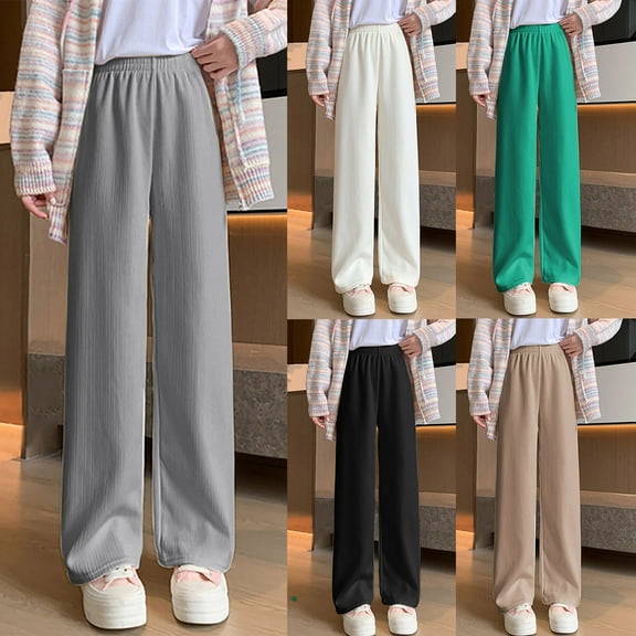 Brondbend Womens Sweatpants Thick Straight Leg Pants for Women Solid Color Vertical Striped High Waist Warm Plush Workout Trousers Baggy Casual Winter Gym Athletic Jogging Fashion