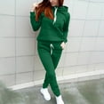 thumbnail image 1 of Brondbend Womens Sweatshirt Set Womans Hoodie Long Sleeved Pocket Drawstring Pullover Solid Elastic Waist Jogger Outfits Fashion Loose Tracksuits Party Fall Winter Sets Green, 1 of 6