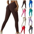 thumbnail image 1 of Brondbend Womens Tall Yoga Pants Leggings for Women Elastic High Waisted Belly Control Workout Trousers Solid Color Fashion Tights Slim Fit Fitness Athletic Jogger Black, 1 of 4