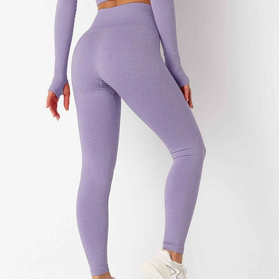 Brondbend Womens Tall Yoga Pants Womans Leggings Elastic Waist Belly Control Workout Trousers Solid Color Fashion Tights Slim Fit Holiday Fitness Jogger Purple