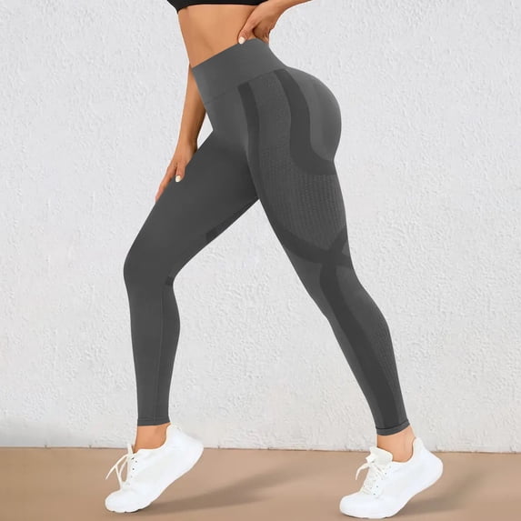 Brondbend Womens Tall Yoga Pants Women Leggings Elastic Waist Belly Control Workout Trousers Stripe Trendy Tights Slim Fit Climb Athletic Jogger Gray