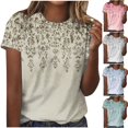thumbnail image 1 of Brondbend Womens Tshirts Woman Top Crewneck Short Sleeved Print Blouse Comfortable Loose Fit Ladies Tops Work Spring Summer Clothes Blue, 1 of 4