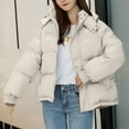 thumbnail image 1 of Brondbend Womens Winter Coat Woman Jacket Fall Hooded Long Sleeved Full Zipper Warm Top with Pocket Solid Color Loose Fit Comfortable Party Work Thick Outerwear White, 1 of 3