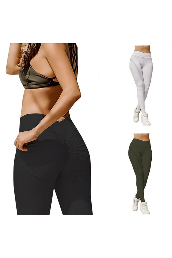 Womens Yoga Pant Women’s Leggings Stretchy Waist Belly Control Workout Trousers Solid Color Comfortable Tights Slim Fit Gym Athletic Jogger Green