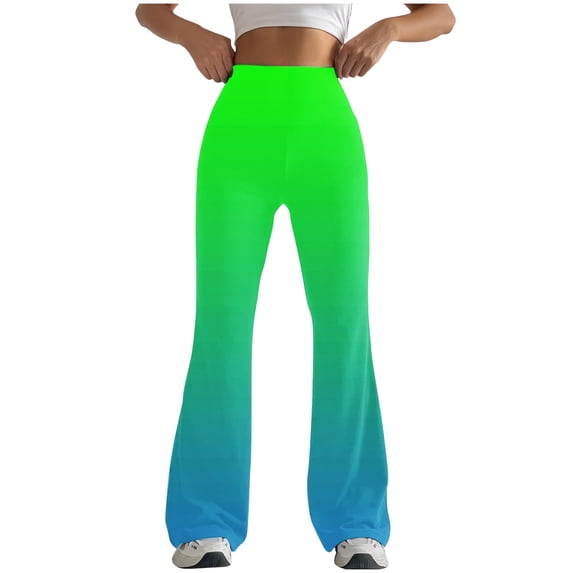 Brondbend Womens Yoga Pants Soft Leggings Stretchy High Waist Belly Control Workout Trousers Gradient Color Comfortable Tights Slim Fit Climb Athletic Jogger Green