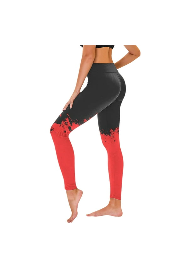 Womens Yoga Pants Womens Leggings Stretchy Waist Belly Control Workout Trousers Multicolor Comfortable Tights Slim Fit Climb Athletic Jogger Red