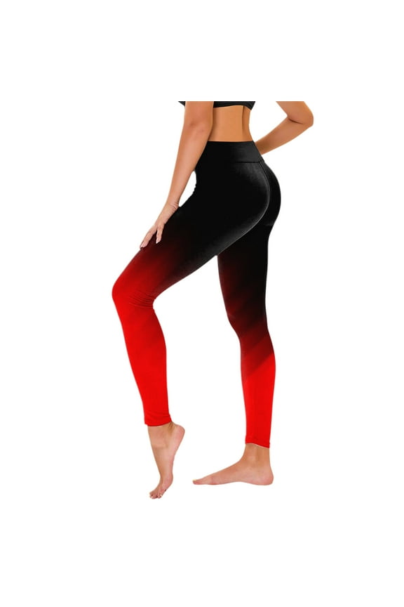 Womens Yoga Pants Yoga Leggings Stretchy Waist Belly Control Workout Trousers Multicolor Stylish Tights Slim Fit Gym Athletic Jogger Red