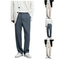 thumbnail image 1 of Brondbend Work Pants Mens Mens Straight Leg Pants Elastic Waist Zipper Pocket Trousers Solid Casual Fashion Wrinkle-Free Trousers Classic Fit Office Work Suit Pants, 1 of 7