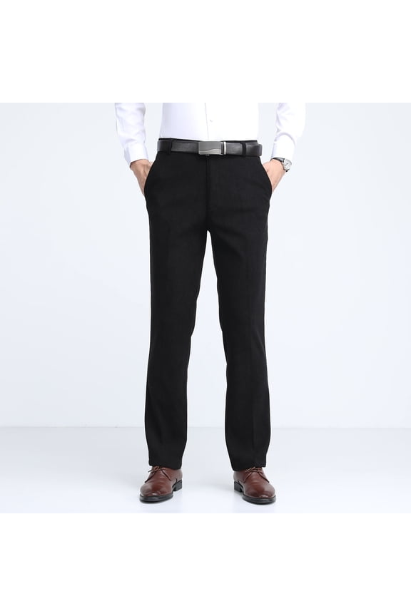 Work Pants Mens Straight Pants for Men Expandable High Waist Zipper Pocket Button Trousers Solid Comfortable Corduroy Flat Front Trousers Classic Fit Outdoor Suit Pants