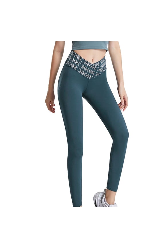 Yoga Pant Women Legging Stretchy High Waist Belly Control Workout Trousers Printed Comfortable Tights Slim Fit Gym Athletic Jogger Navy