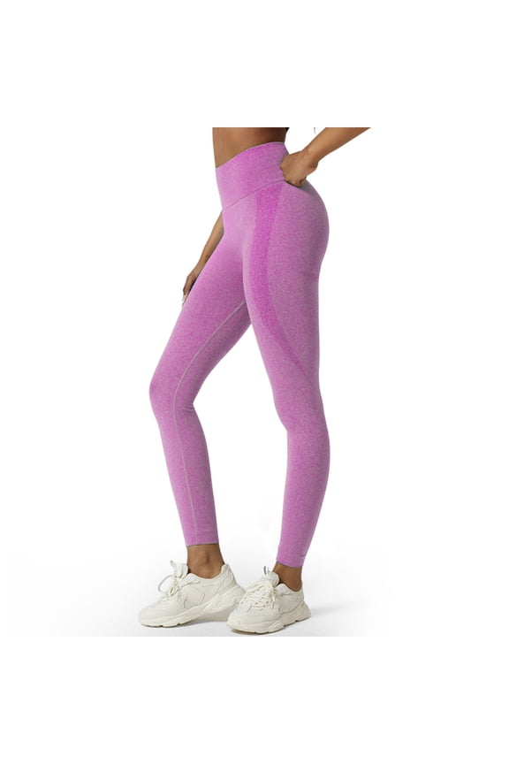 WWV Yoga Pant Women's Leggings Stretch Waist Belly Control Workout Trousers Solid Color Comfortable Tights Slim Fit Going out Climb Jogger Hot Pink