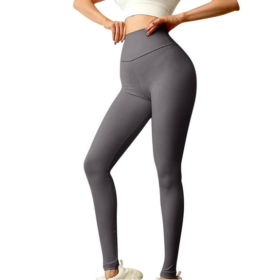 Brondbend Yoga Pants for Women Leggings for Women Stretchy High Waist Belly Control Workout Trousers Solid Color Comfortable Tights Slim Fit Hiking Jogger Gray