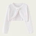 thumbnail image 1 of Brondbend toddler Cardigans Children's Knitted Sweater Crewneck Long Sleeved Solid Cotton Coat Open Front Button Breathable Cute Jacket Loose Fall Versatile Outerwear,White, 1 of 6