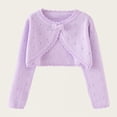 thumbnail image 1 of Brondbend toddler Cardigans Children's Knitted Sweater Crewneck Long Sleeved Solid Cotton Coat Open Front Button Breathable Cute Jacket Loose Fall Versatile Outerwear,Purple, 1 of 6