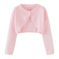 thumbnail image 1 of Brondbend toddler Girls Cardigan Kids Knitted Sweater Crewneck Long Sleeved Solid Cotton Coat Open Front Button Casual Jacket Loose Fall Breathable Outerwear,Pink, 1 of 6