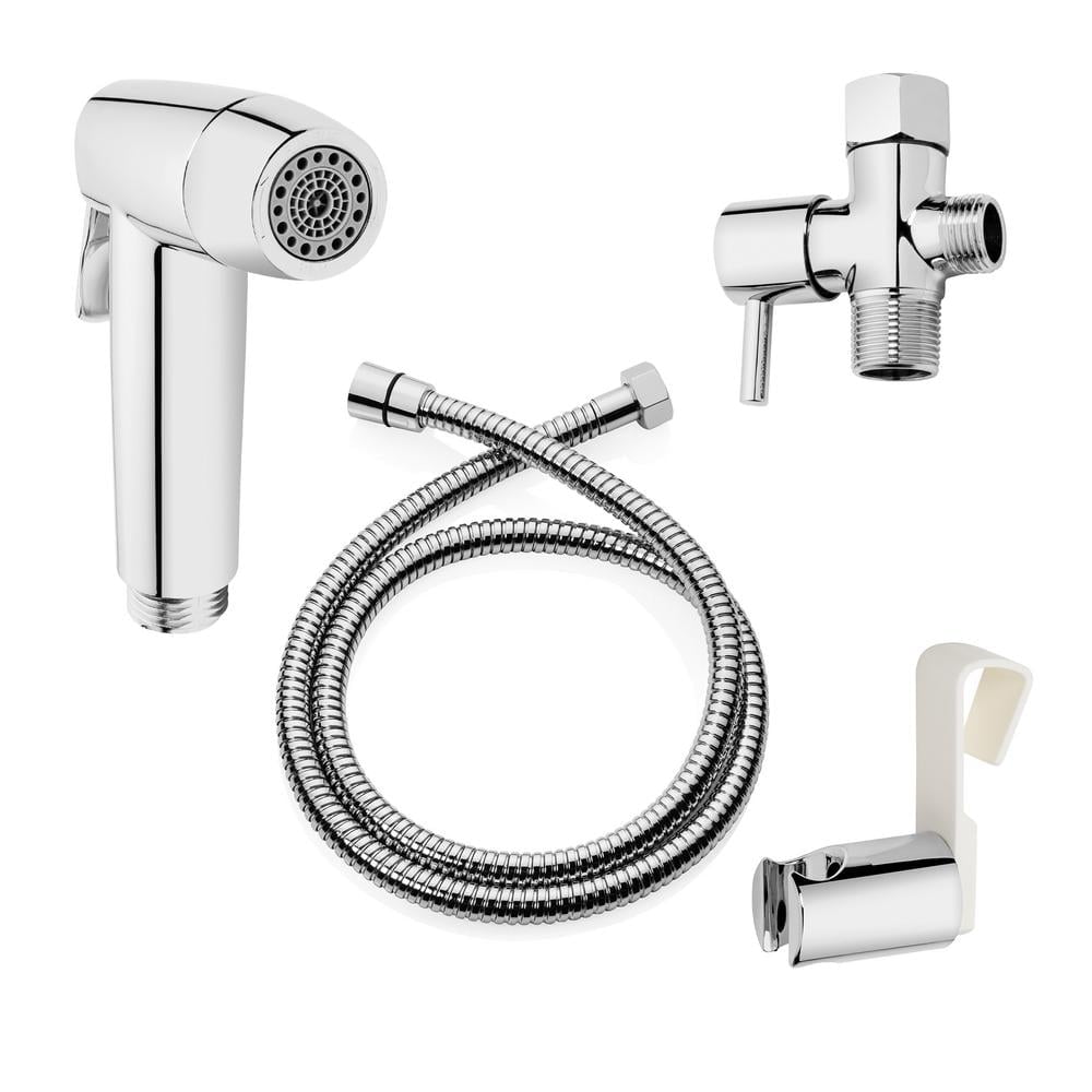 Brondell Silver Universal Handheld Bidet with Metal Hose