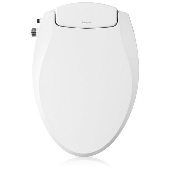 Brondell Bidet Toilet Seat Non-Electric Ecoseat, Fits Elongated Toilets, White - Dual Nozzle System, Ambient Water Temperature - Easy Installation, Elongated Size