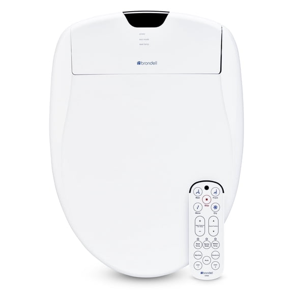 Brondell Bidet Toilet Seat S1400, Smart Toilet Seat, Dual Stainless-Steel, Self-Cleaning Nozzle With Clean Plus Technology, Endless Warm Water Bidet, Warm Air Dryer-Nightlight, Heated Seat, Elongated