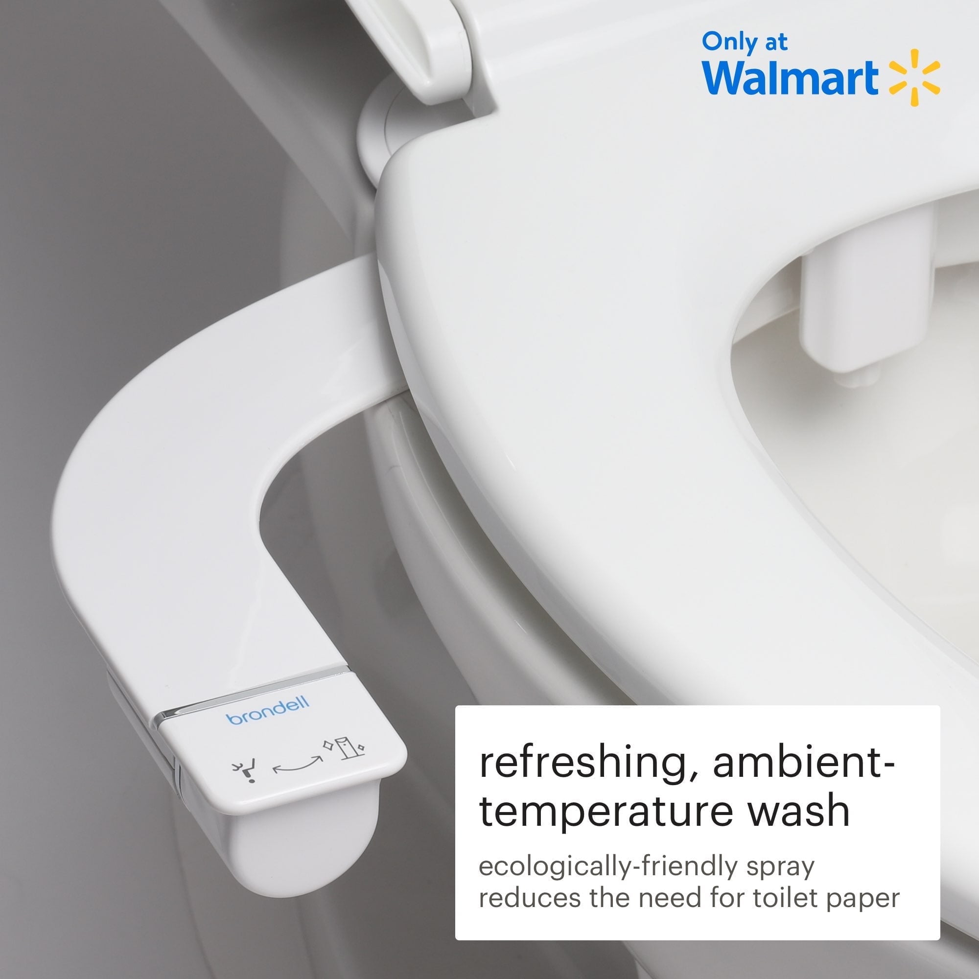 Brondell Rinslet Single Nozzle Ambient Temperature Bidet Attachment, 1 Size, Fits Seamlessly Under Existing Toilet Seats, White, Single Unit