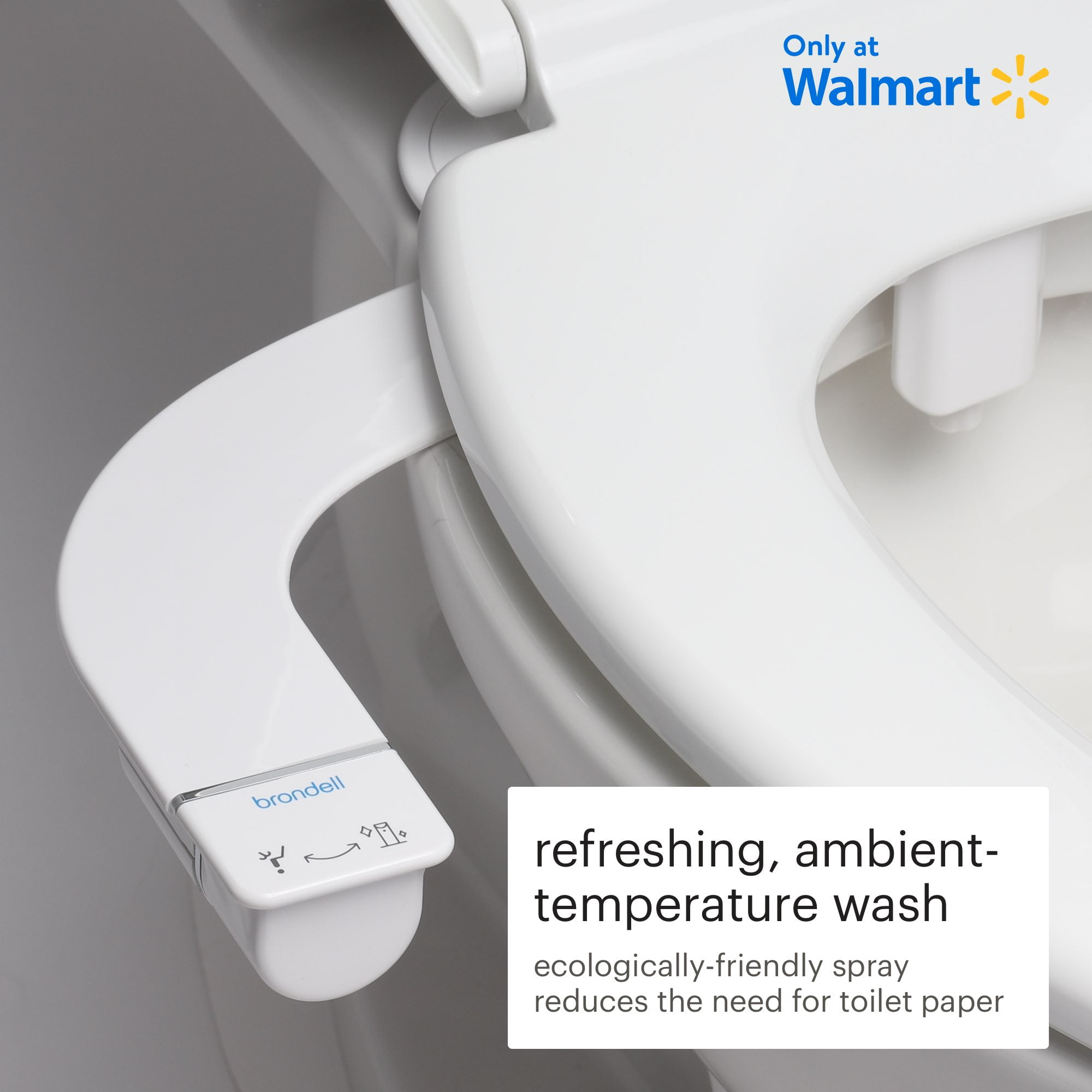 Brondell Rinslet Single Nozzle Ambient Temperature Bidet Attachment, Plastic, White, Single Unit