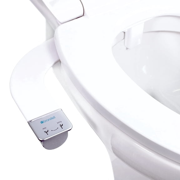 Brondell Bidet Attachment for Toilet SS-250 SimpleSpa Fresh Water Spray with Adjustable Water Pressure Side Arm Control, Slim Bidet Sprayer, Silver Knob (Dual Nozzle)