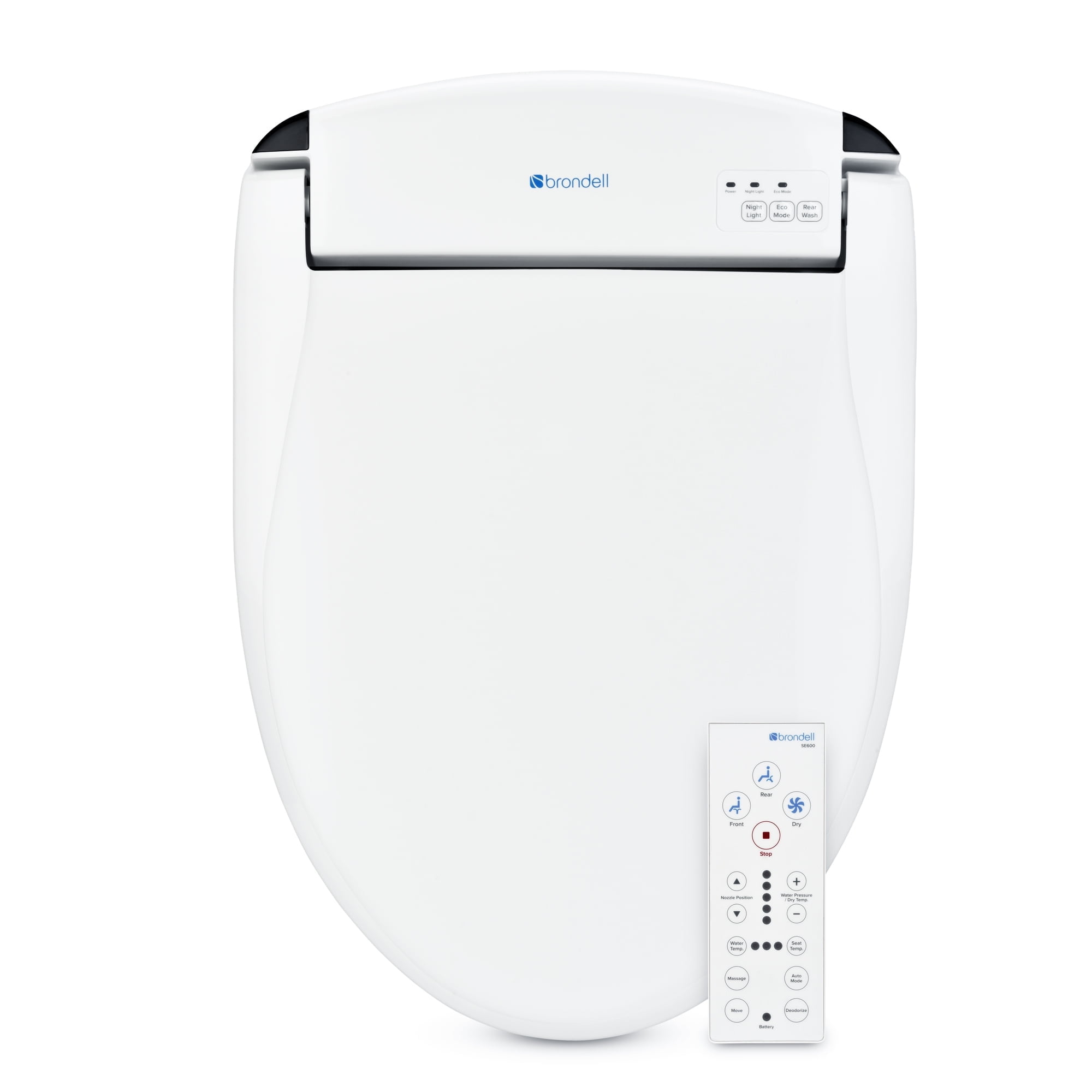 Brondell Swash SE600 Bidet Toilet Seat, Fits Round Toilets, White – Oscillating Stainless-Steel Nozzle, Warm Air Dryer, Ambient Nightlight
