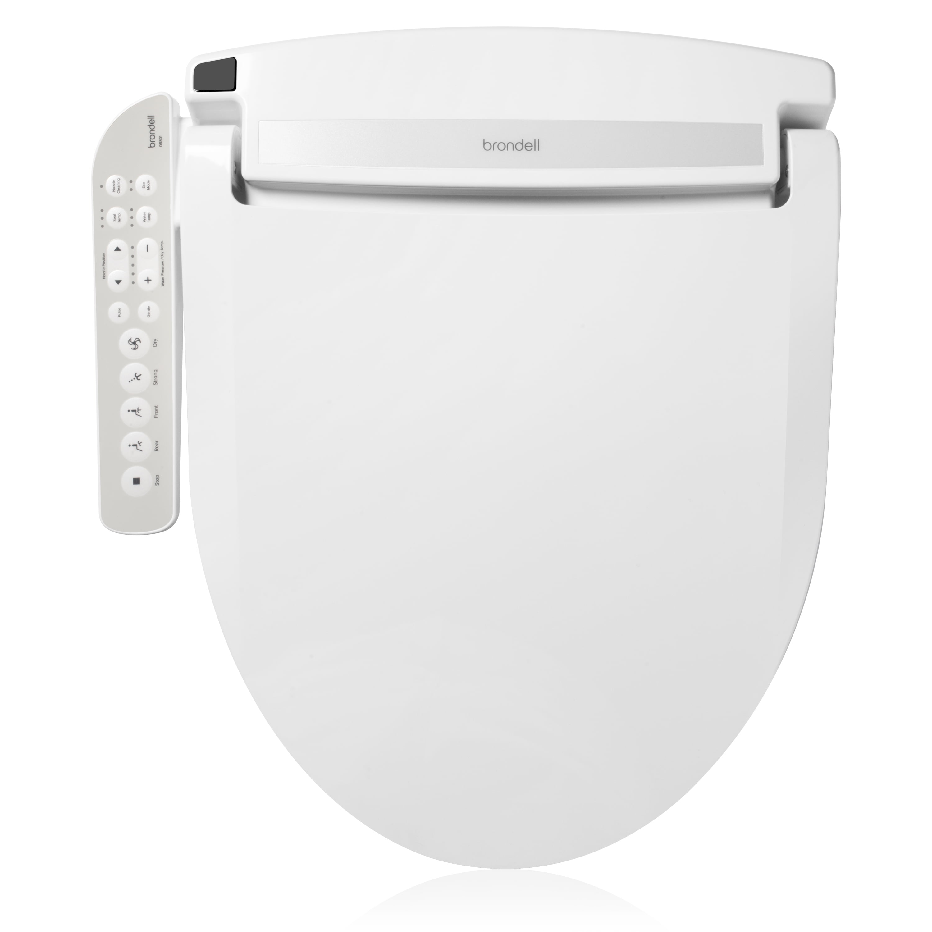 White Elongated Sidearm Bidet Seat with Warm Air Dryer