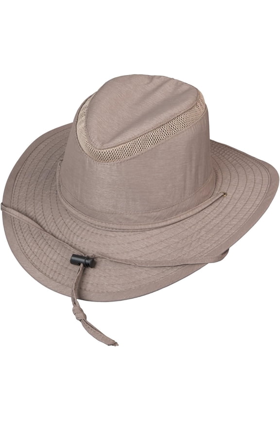 Broner Mens Streamside Poly/Nylon Blend Big Brim Sun Hat with Chincord