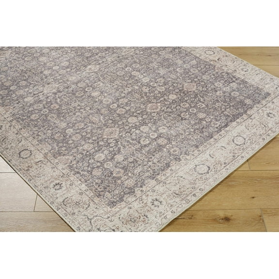 Bronia Traditional Area Rug - Charcoal, Ivory, Tan - 2'2" x 3'9"