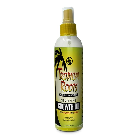 Bronner Bros Tropical Roots Stimulating Growth Oil - Hair Growth Products with Vitamin A & D, Guava & Pineapple Extracts - Sulfate & Paraben- Free Scalp Stimulator, Nourish, Moisturize Hair - 8oz C30