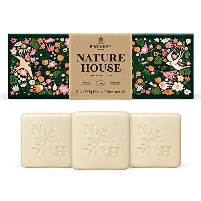 Bronnley England Absinthe Peach Bar Soaps, Three Triple Milled, Palm