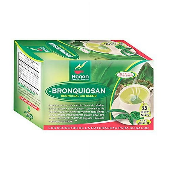 Bronquiosan Bronquial Aid Blend Natural Herbal Tea (25 Tea Bags ) Eucalyptus , Lungwort , Cat's Claw , Chuchuhuasi