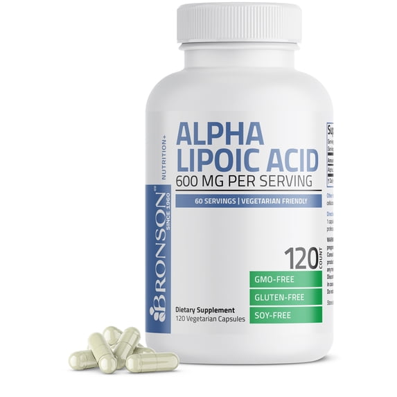 Bronson Alpha Lipoic Acid 600 MG Free Radical Scavenger Supports Antioxidant Health & Glucose Metabolism - NON-GMO, 120 Vegetarian Capsules (60 Servings)
