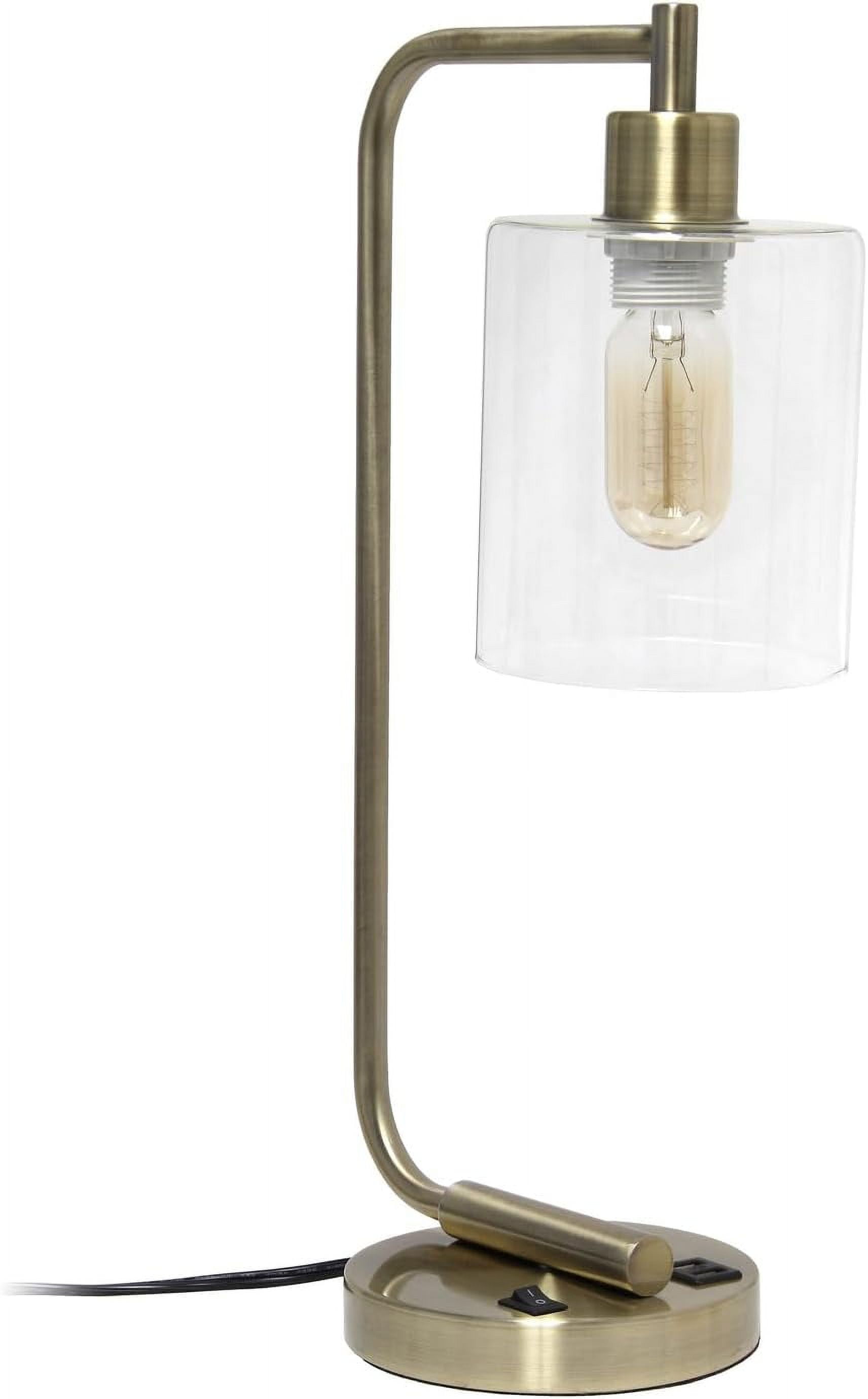 Bronson Antique Style Industrial Iron Lantern Desk Lamp with 2 Dual USB ...
