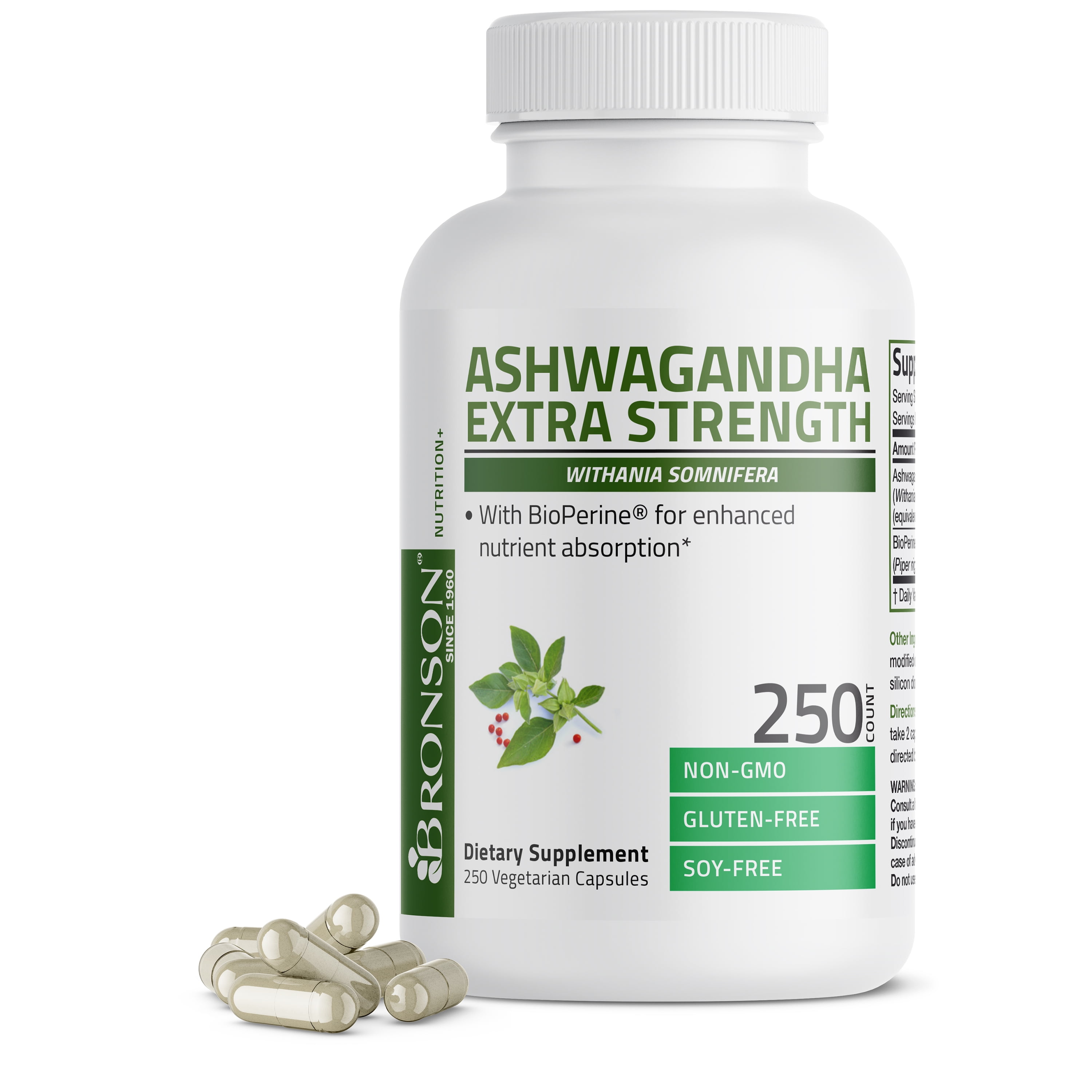 View of Bronson Ashwagandha Extra Strength Stress & Mood Support with BioPerine ...