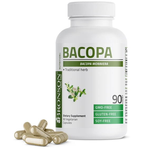 Bronson Bacopa Supports Healthy Brain Function and Mental Performance, Traditional Herb, Non-GMO, 90 Vegetarian Capsules