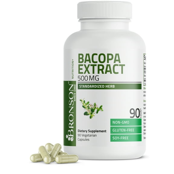 Bronson Bacopa Monnieri Extract 500 mg - Non GMO, Gluten Free, Soy Free, 90 Vegetarian Capsules